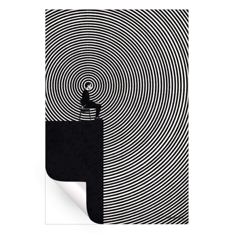 Concentric Hypnosis Black and White Wall Art by Underdott