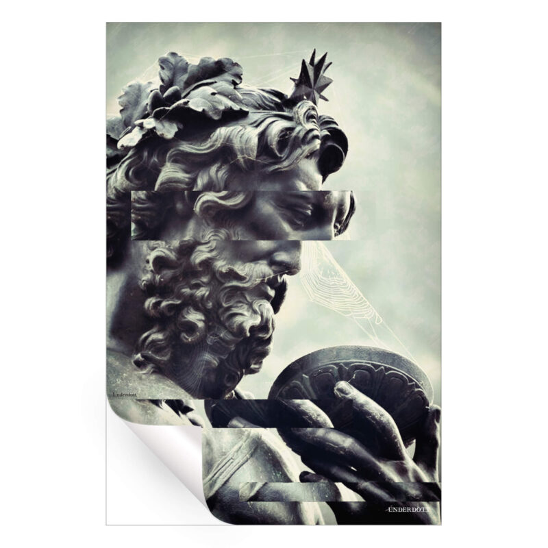 Glitch Zeus Green Wall Art by Underdott