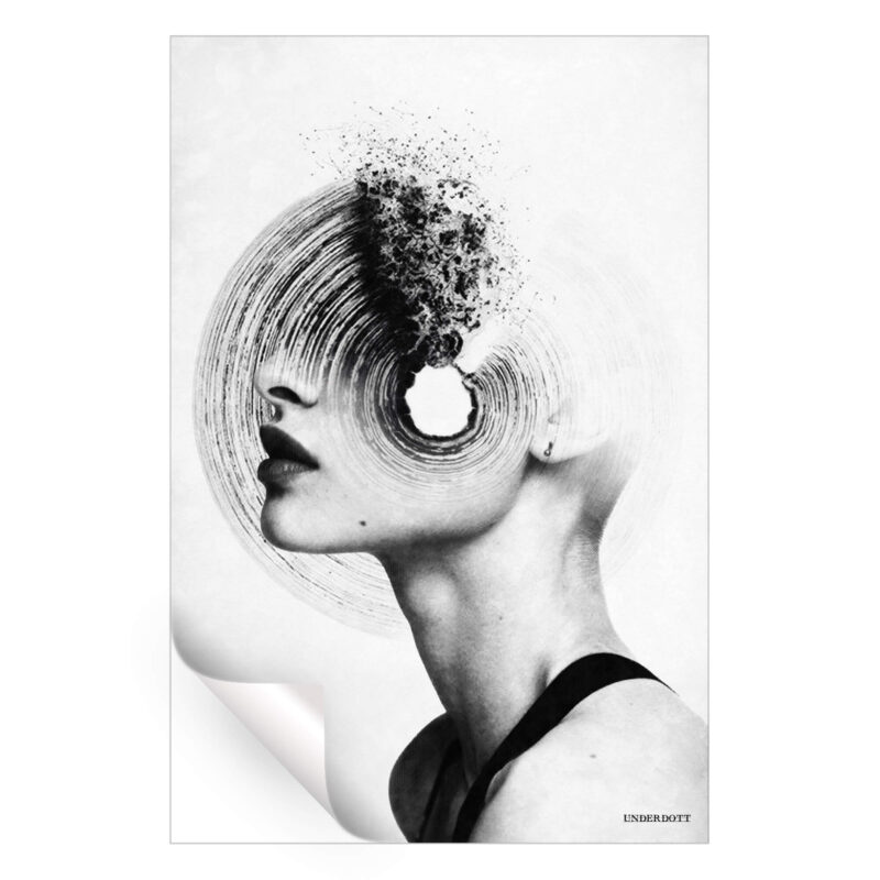 Going Round in Circles Black and White Wall Art by Underdott