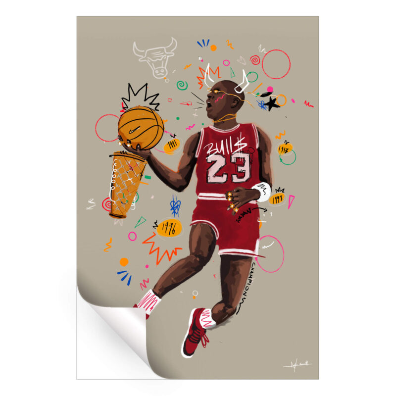 Flying Bull Colorful Wall Art by Nuwarhol