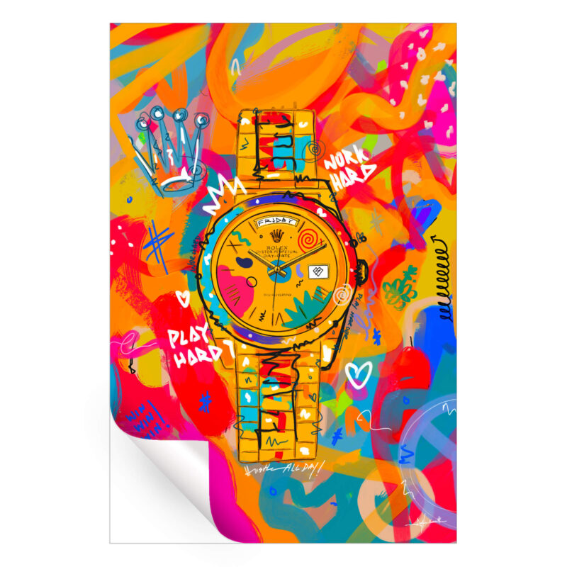 Hussle Hard Vibrant Wall Art by Nuwarhol