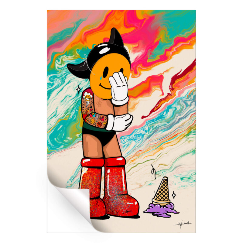 Astro Boy Meltdown Psychedelic Vibrant Wall Art by Nuwarhol