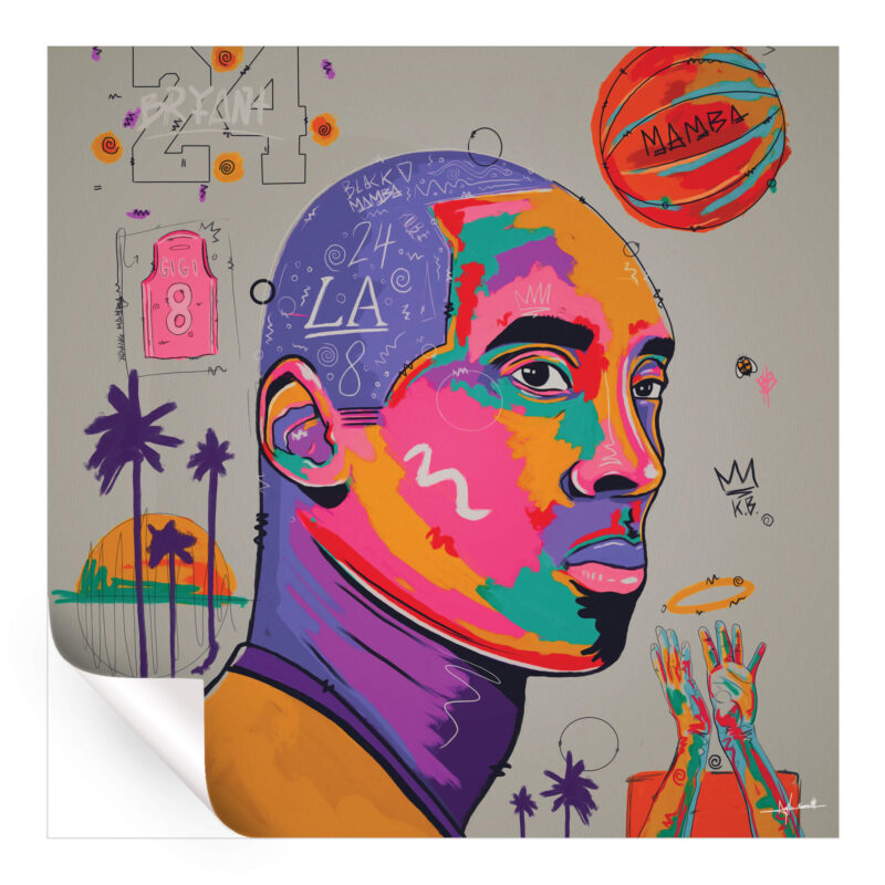 KOBE Grey Purple Wall Art by Nuwarhol