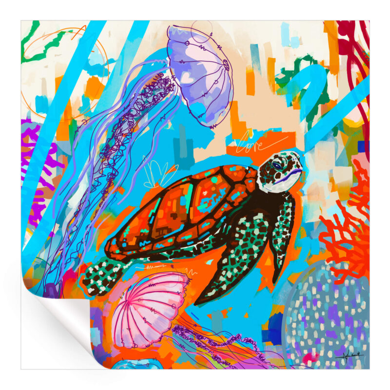 Sea Turtle Vibrant Wall Art by Nuwarhol
