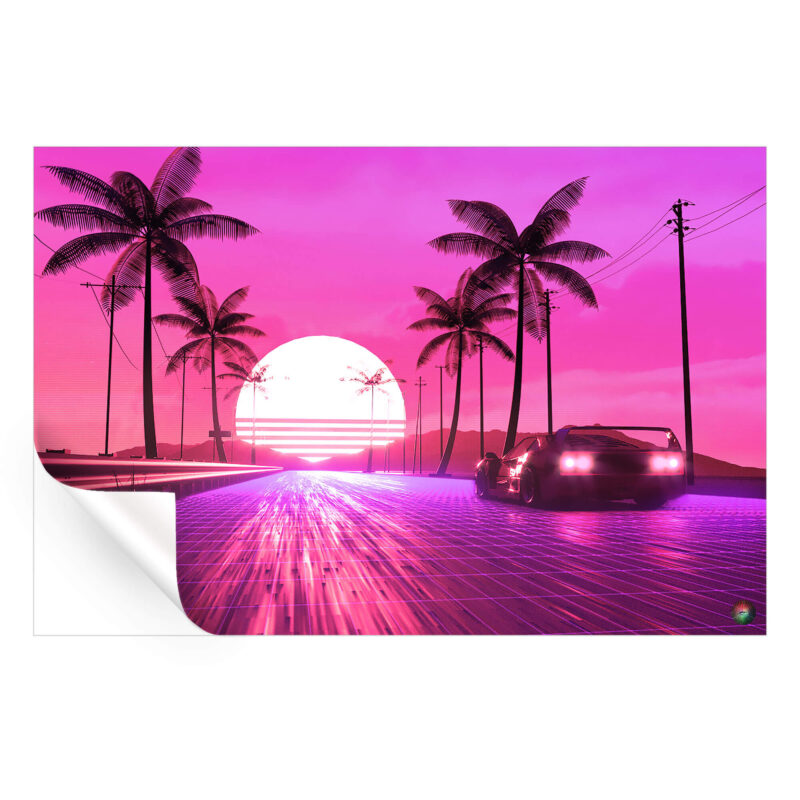 F40 Pink Sunset Vibrant Wall Art by Skie
