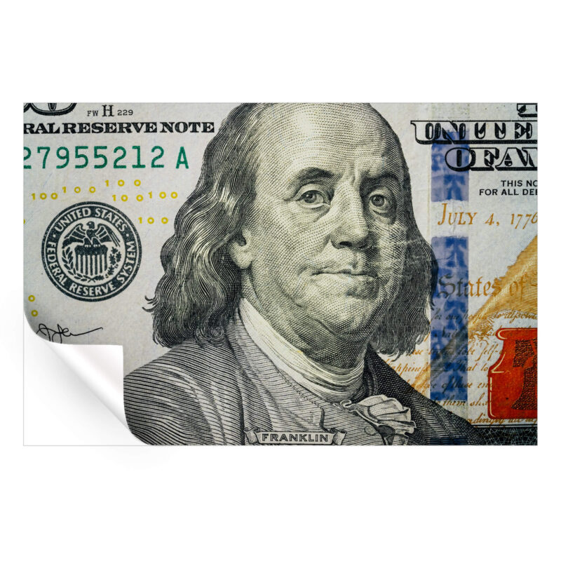 Ben Franklin Green Wall Art by Nick Ford