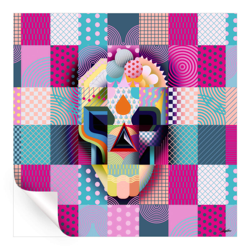 Happy Skull Magenta Wall Art by Ali Gulec