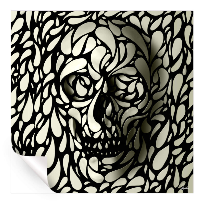 Trippy Skull Black and White Wall Art by Ali Gulec