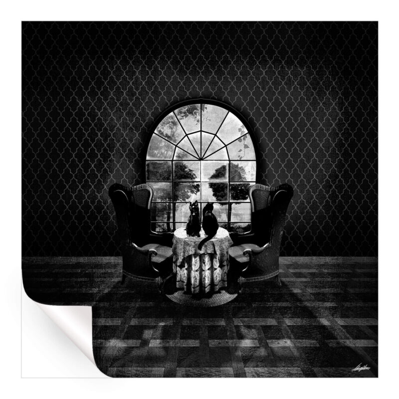 Vintage Room Skull Black and White Wall Art by Ali Gulec