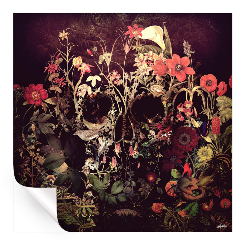 Bloom Skull Red Wall Art by Ali Gulec