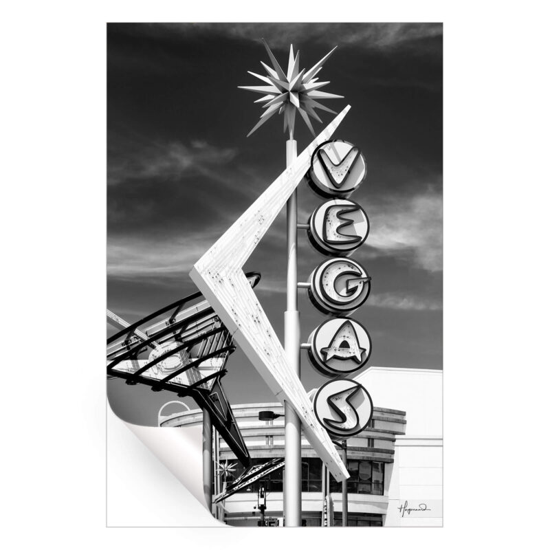 The Famous Vegas Sign Black and White Wall Art by Philippe HUGONNARD