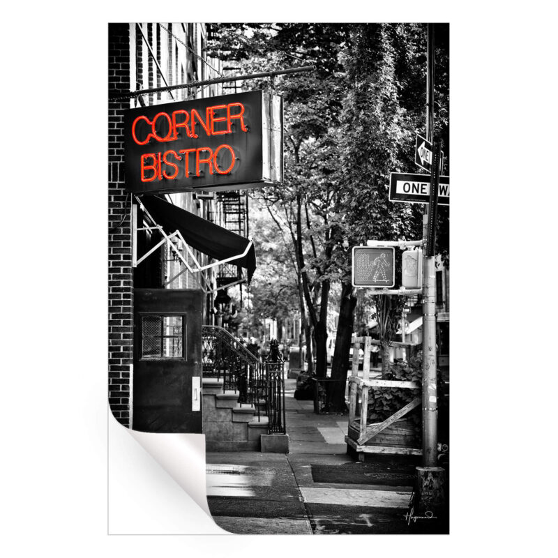 Bistro West Village Black and White Wall Art by Philippe HUGONNARD