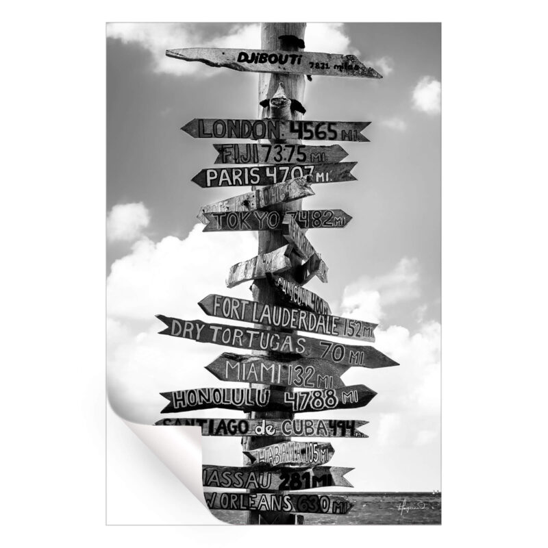 Destination Sign Black and White Wall Art by Philippe HUGONNARD