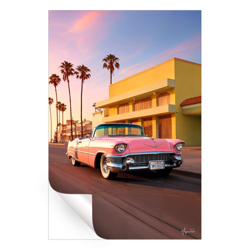 L.A. Pink Cadillac Pastel Wall Art by Philippe HUGONNARD