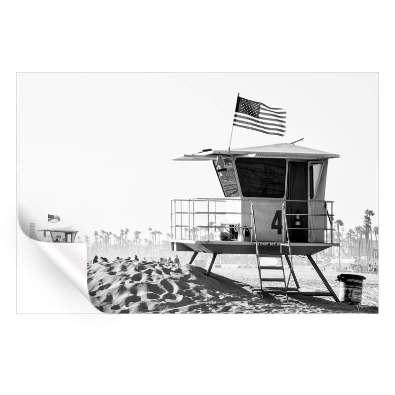 Lifeguard Towers Black and White Wall Art by Philippe HUGONNARD