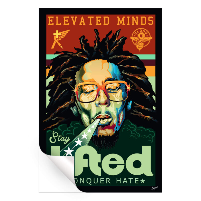 Bob Marley Elevated Minds Dark Wall Art by Kelley Jackson