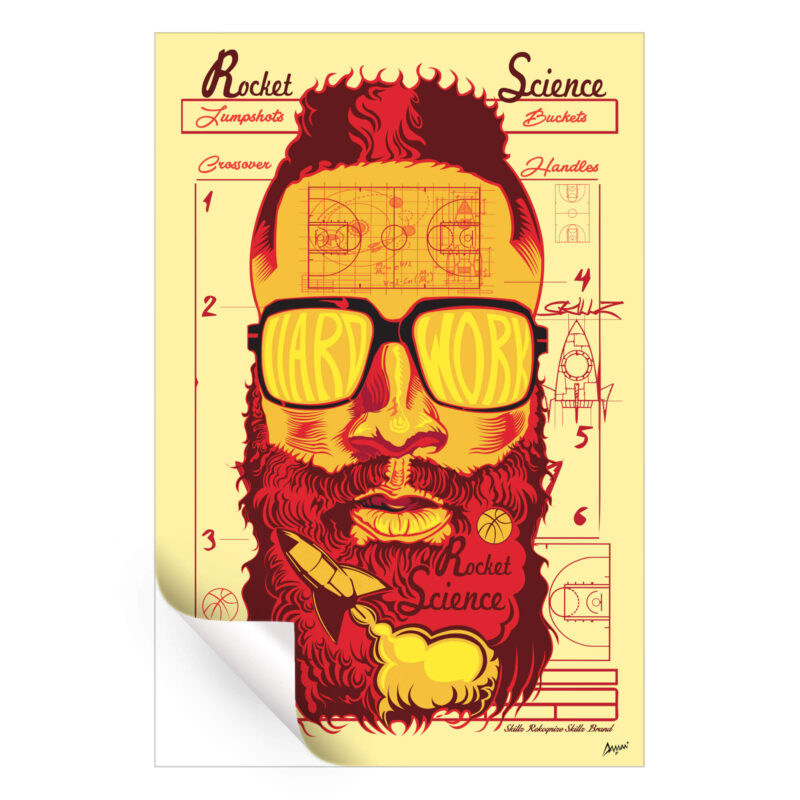 James Harden Rocket Science Warm Wall Art by Kelley Jackson