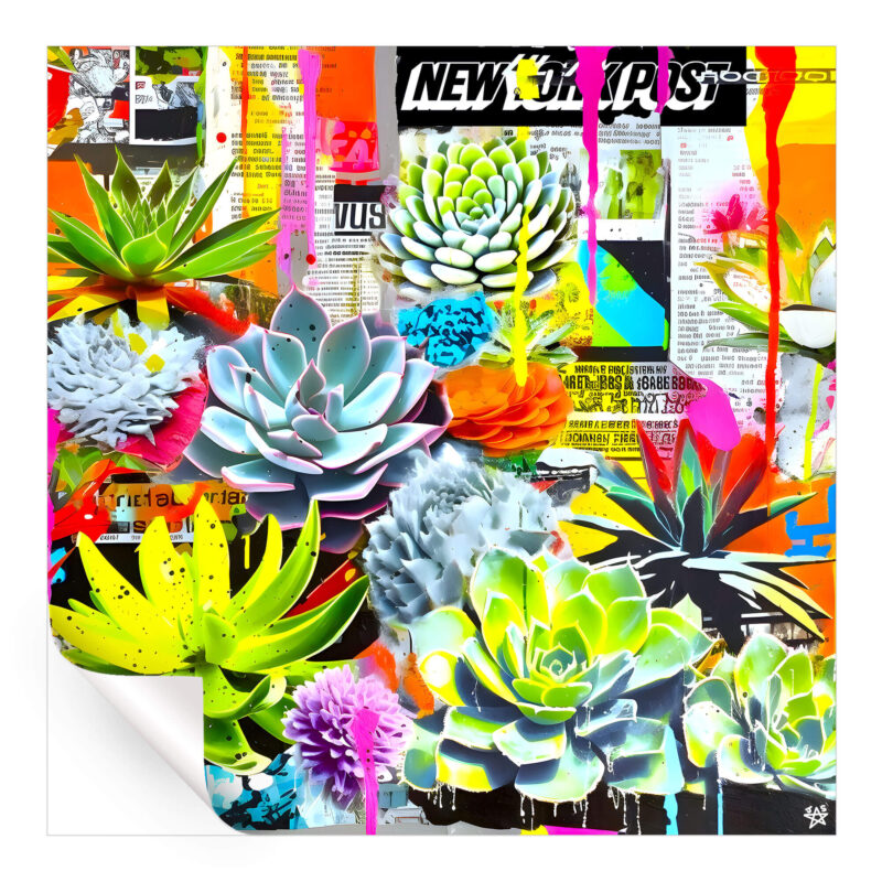 Fluorescent Succulents Vibrant Wall Art by Jessica Stempel