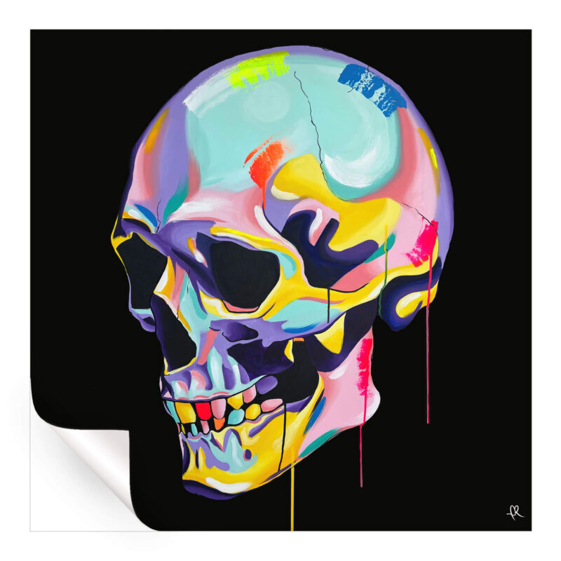Colorful Skull Black Colorful Wall Art by IR Artwork