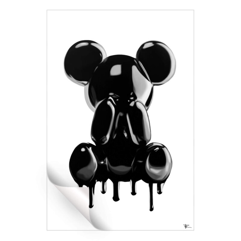 Drippy Bear 6 Black and White Wall Art by P Muir Art