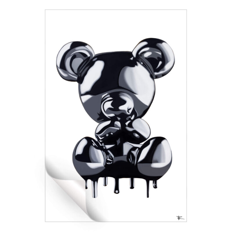 Drippy Bear 13 Black and White Wall Art by P Muir Art