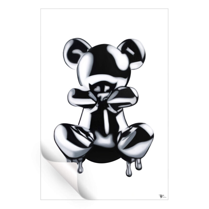 Drippy Bear 15 Black and White Wall Art by P Muir Art