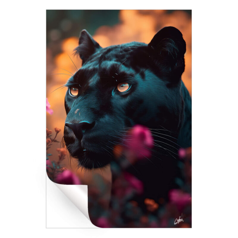 Floral Panther Pink Wall Art by Zenja Gammer