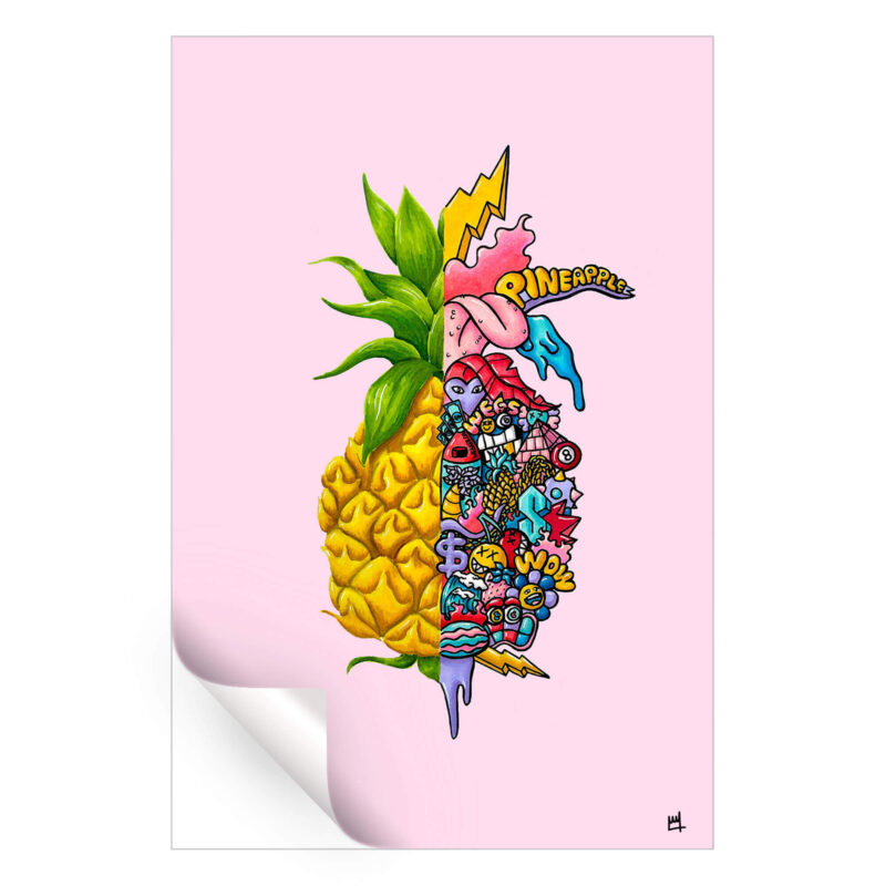 Pink Pineapple Vibrant Wall Art by Wegs.Art