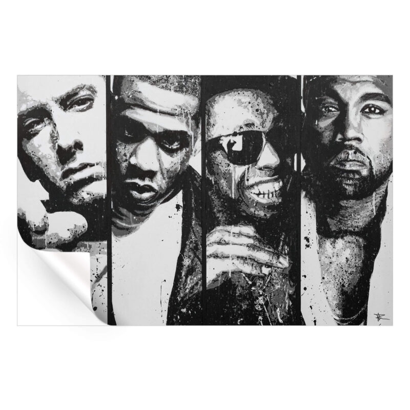 Iconic Rappers Black and White Wall Art by P Muir Art