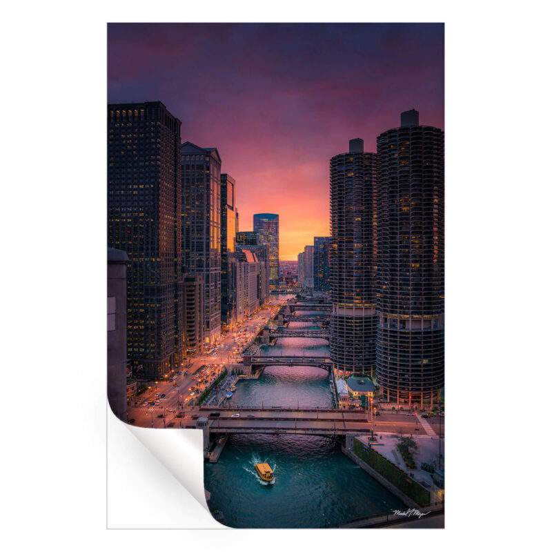 Chicago Sunset Vibrant Wall Art by Michael Meyers