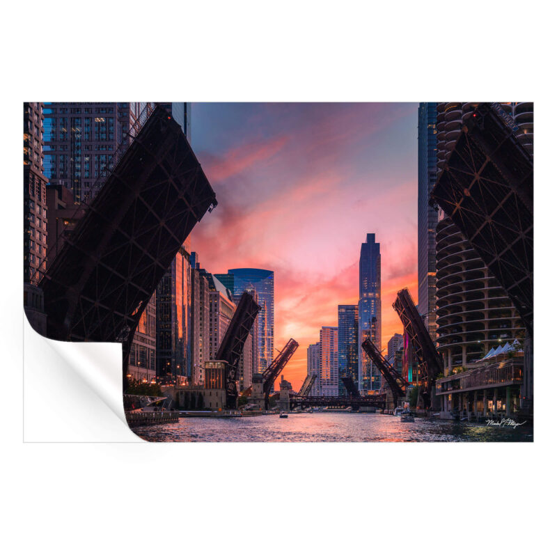 Bridges Up Sunset Warm Wall Art by Michael Meyers