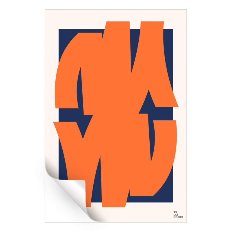 Dark Orange Lines Orange Wall Art by RS Lab Studio