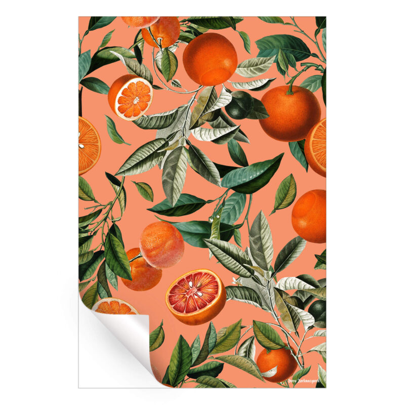 Vintage Fruit Pattern Warm Wall Art by Burcu Korkmazyurek