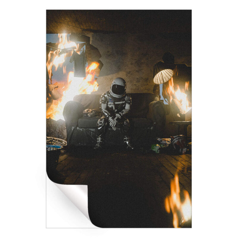 Astro Burning House Warm Wall Art by CaptvArt