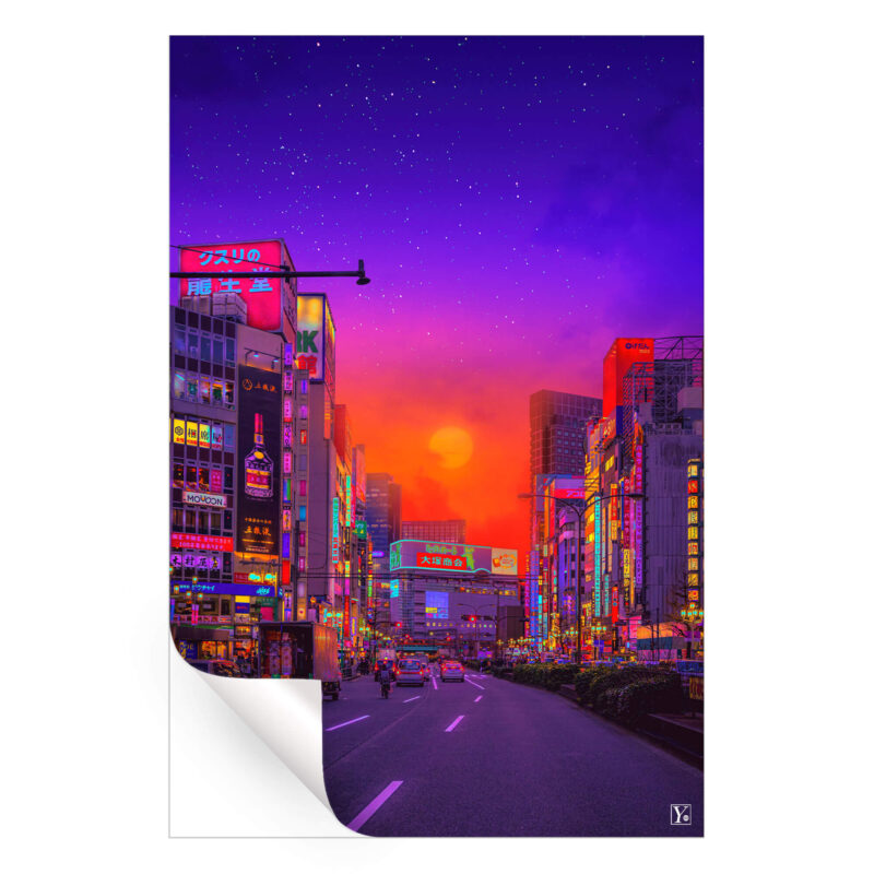 Tokyo Sunset Vibrant Wall Art by Yagedan