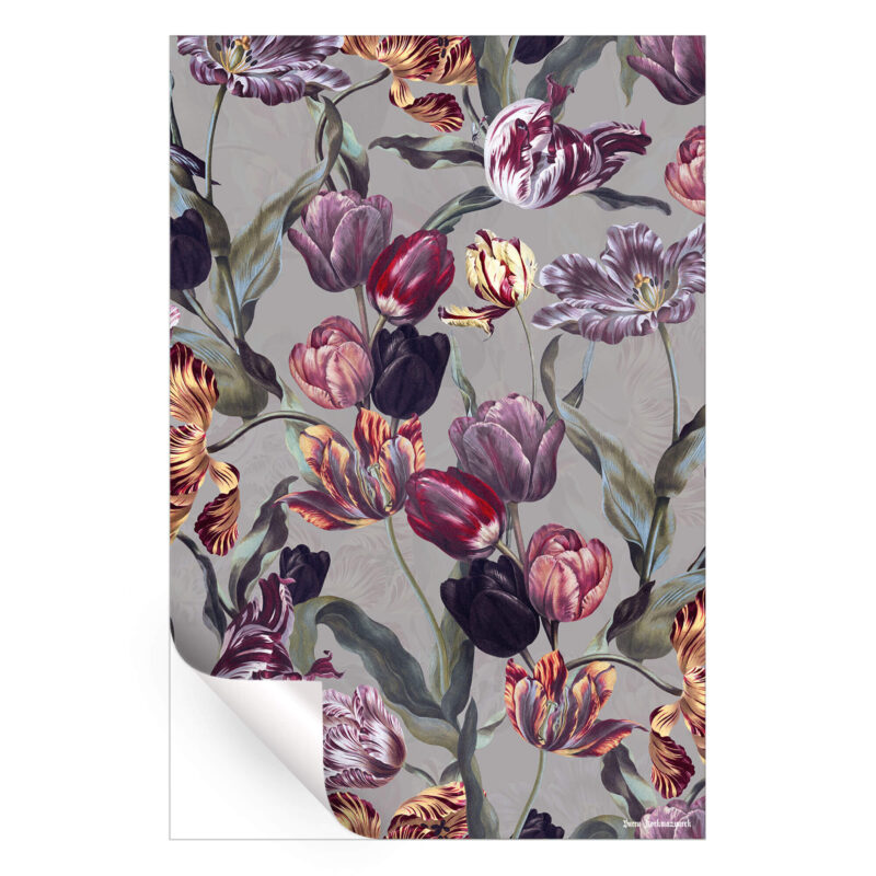 Magic Tulips Pattern Purple Wall Art by Burcu Korkmazyurek