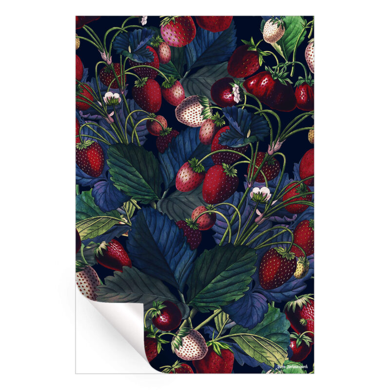 Strawberry Fields Forever III Night Dark Wall Art by Burcu Korkmazyurek