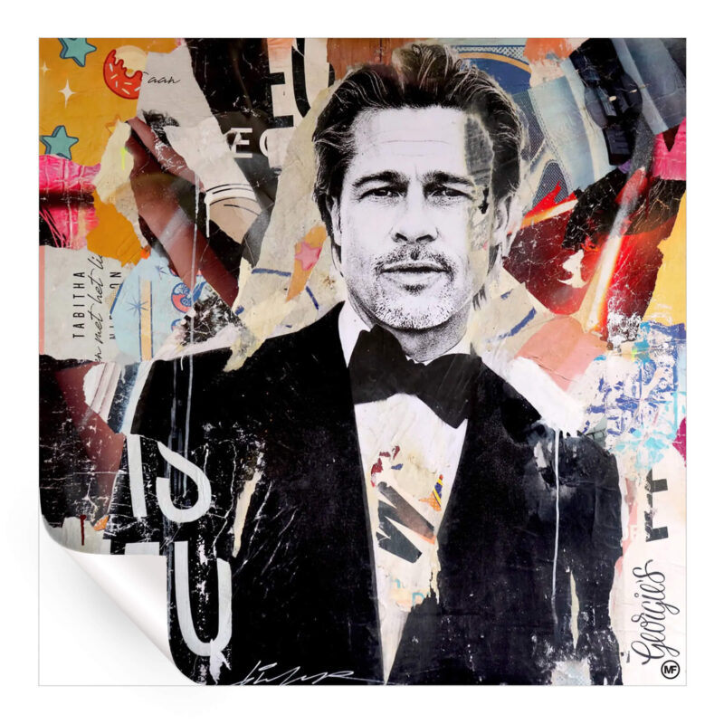 Brad Pitt Warm Wall Art by Michiel Folkers