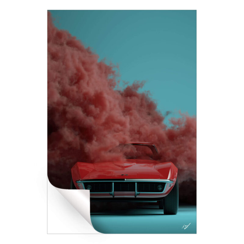 Chevrolet Corvette Red Wall Art by Konji
