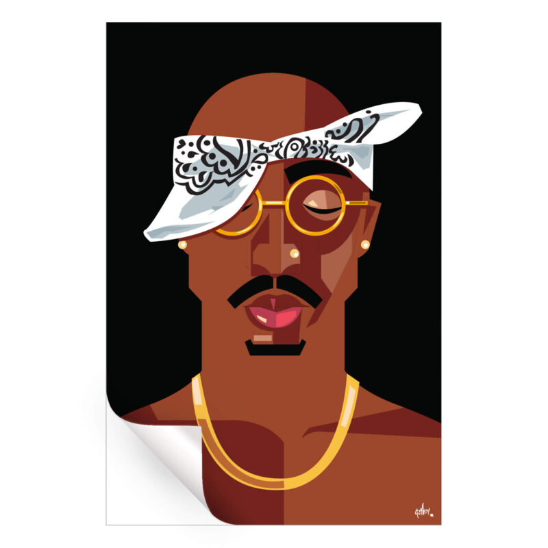 Tupac Dark Wall Art by Quincy Ray