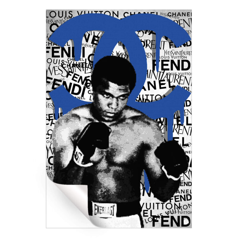 Muhammad Ali Blue Black and White Wall Art by RS Artist