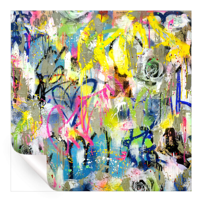 Graffiti Roses Vibrant Wall Art by Seek One