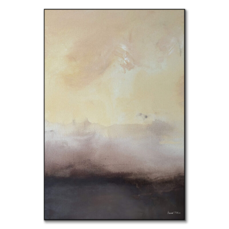 Abstract artwork with a gradient of warm neutral tones blending into deep earthy browns.
