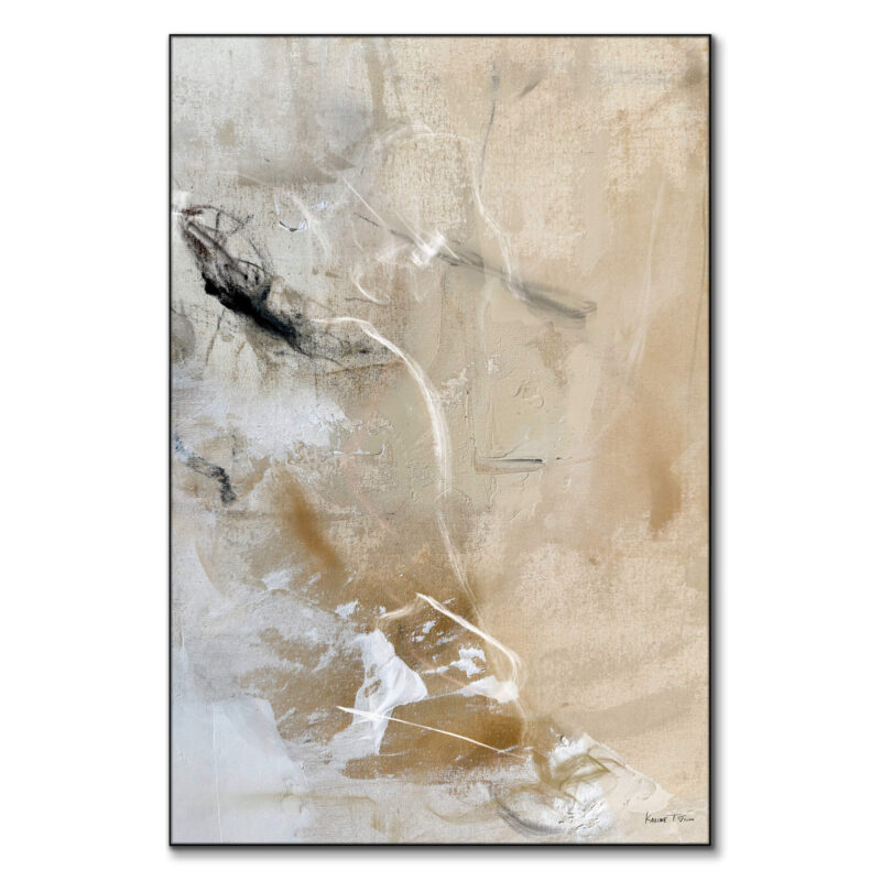 Abstract artwork with neutral tones, featuring gentle brushstrokes and subtle textures.