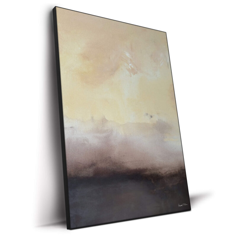 Tranquil abstract painting with a gradient of warm neutral tones blending into deep earthy browns.