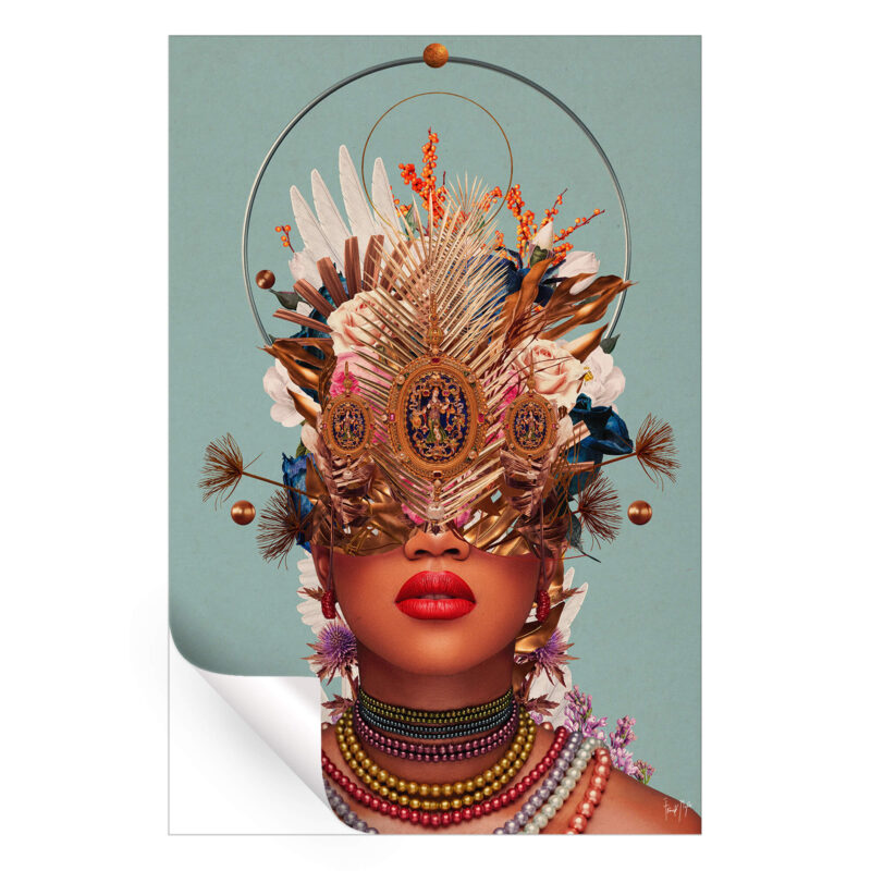 Blossom in Golden Asymmetry Colorful Wall Art by Frank Moth