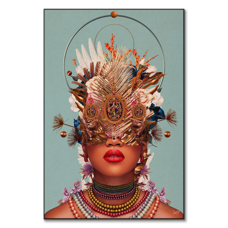 Blossom in Golden Asymmetry Colorful Wall Art by Frank Moth