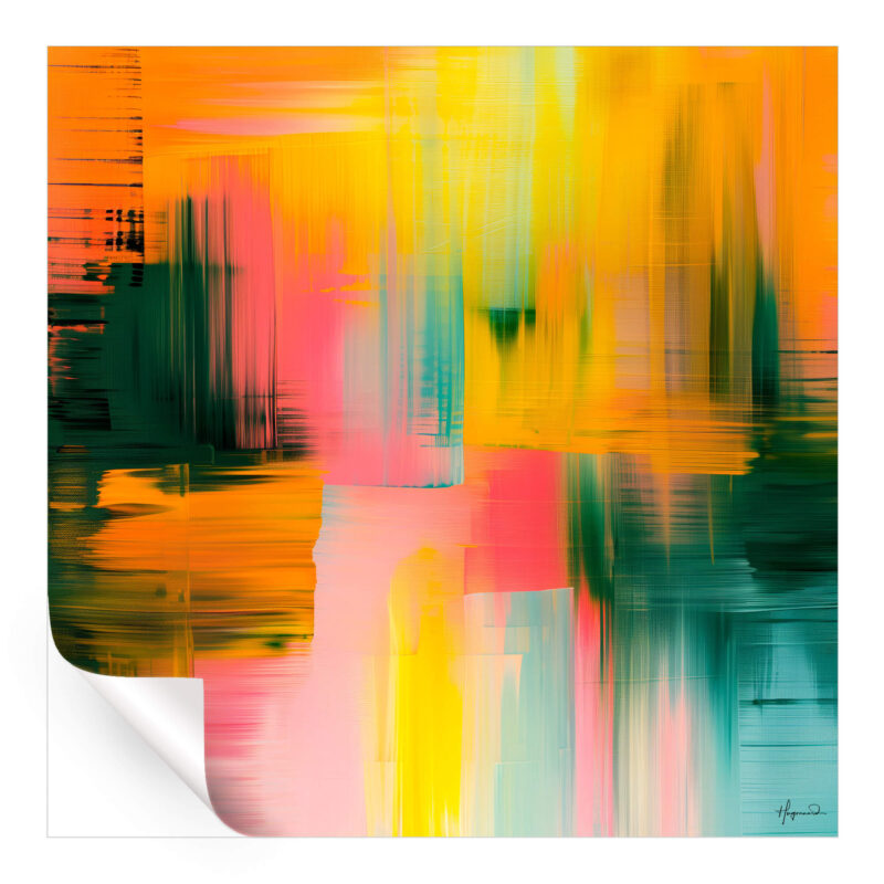 Vibrant abstract contemporary wall art with bold colors and energetic brush strokes.