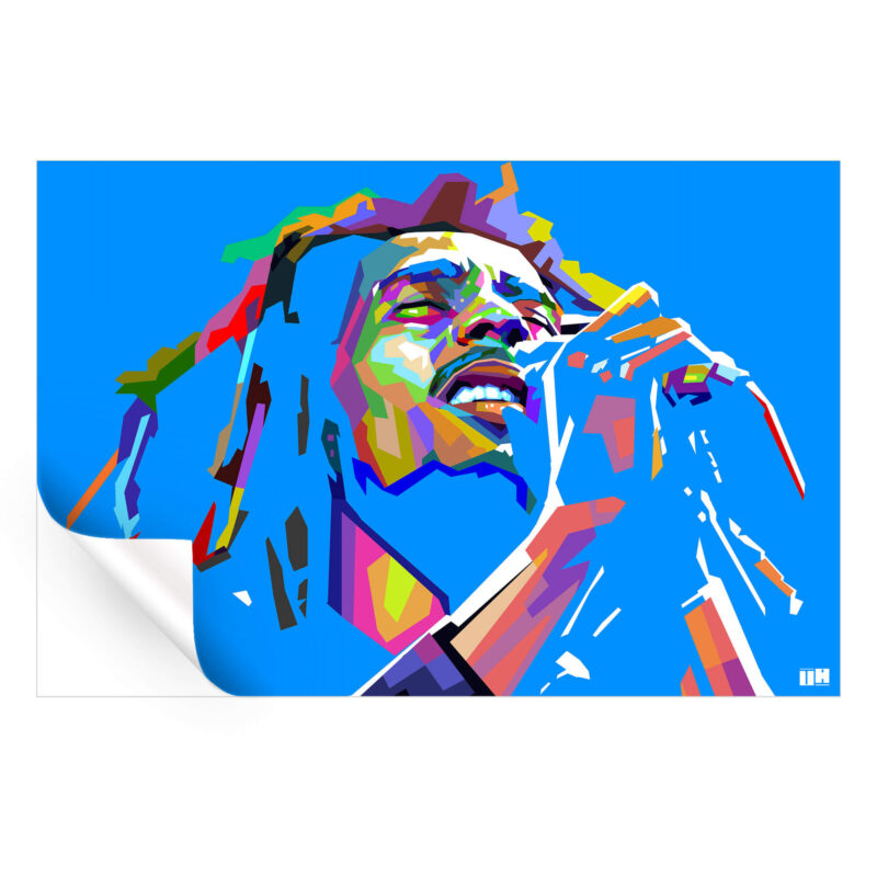Bob Marley Microphone Blue Wall Art by Unfilter Art