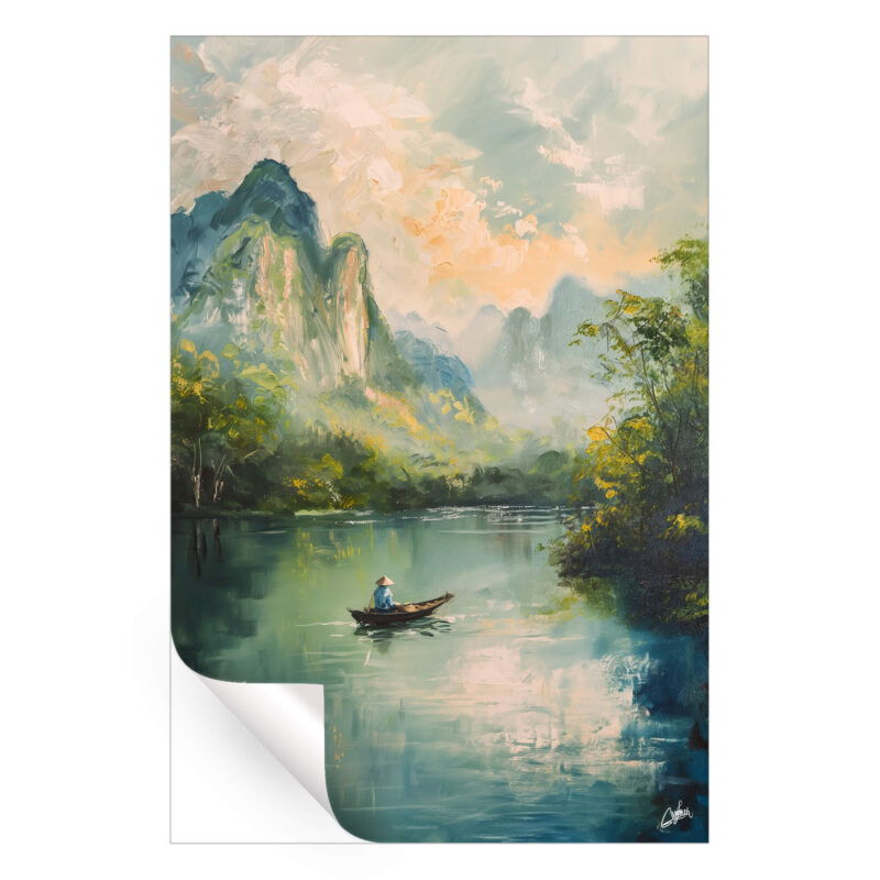 Tranquil Lake Green Wall Art by Zenja Gammer